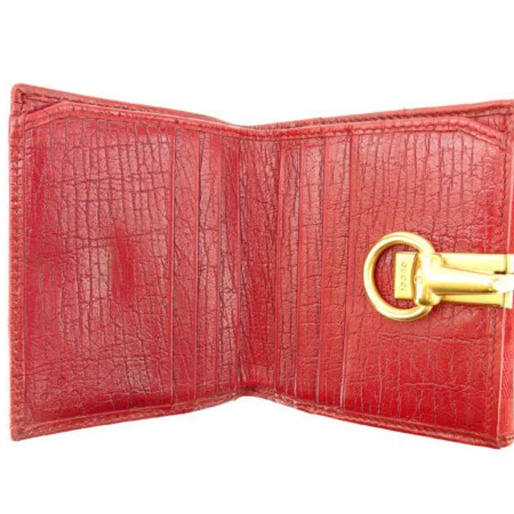 Authentic Gucci Wallet Purse Folding wallet GG Red Gold Woman  Used - Picture 5 of 6